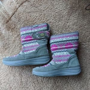 Skechers tone up gray and pink sweater womens boot size 8